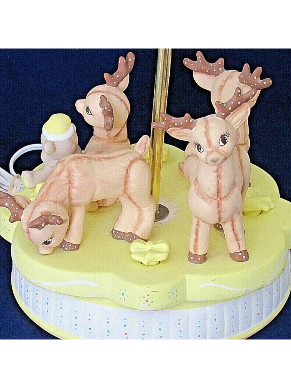 Vintage Kimple Reindeer Lamp Baby Polka Dot Yellow Teddy Bear